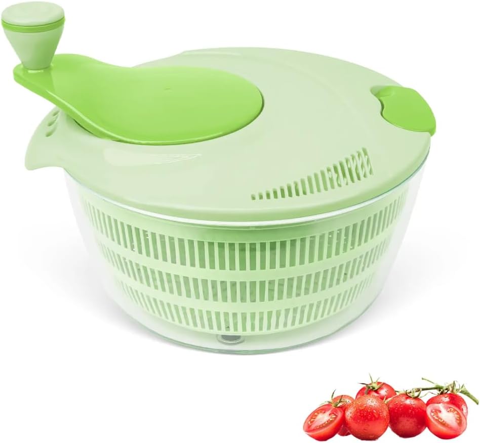 Salad Spinner, Large Vegetable Washer and Dryer with Easy Crank Handle, 3Qt Capacity Lettuce Spinner for Washing, Spinning & Drying Salad Greens, Fruits & Vegetables