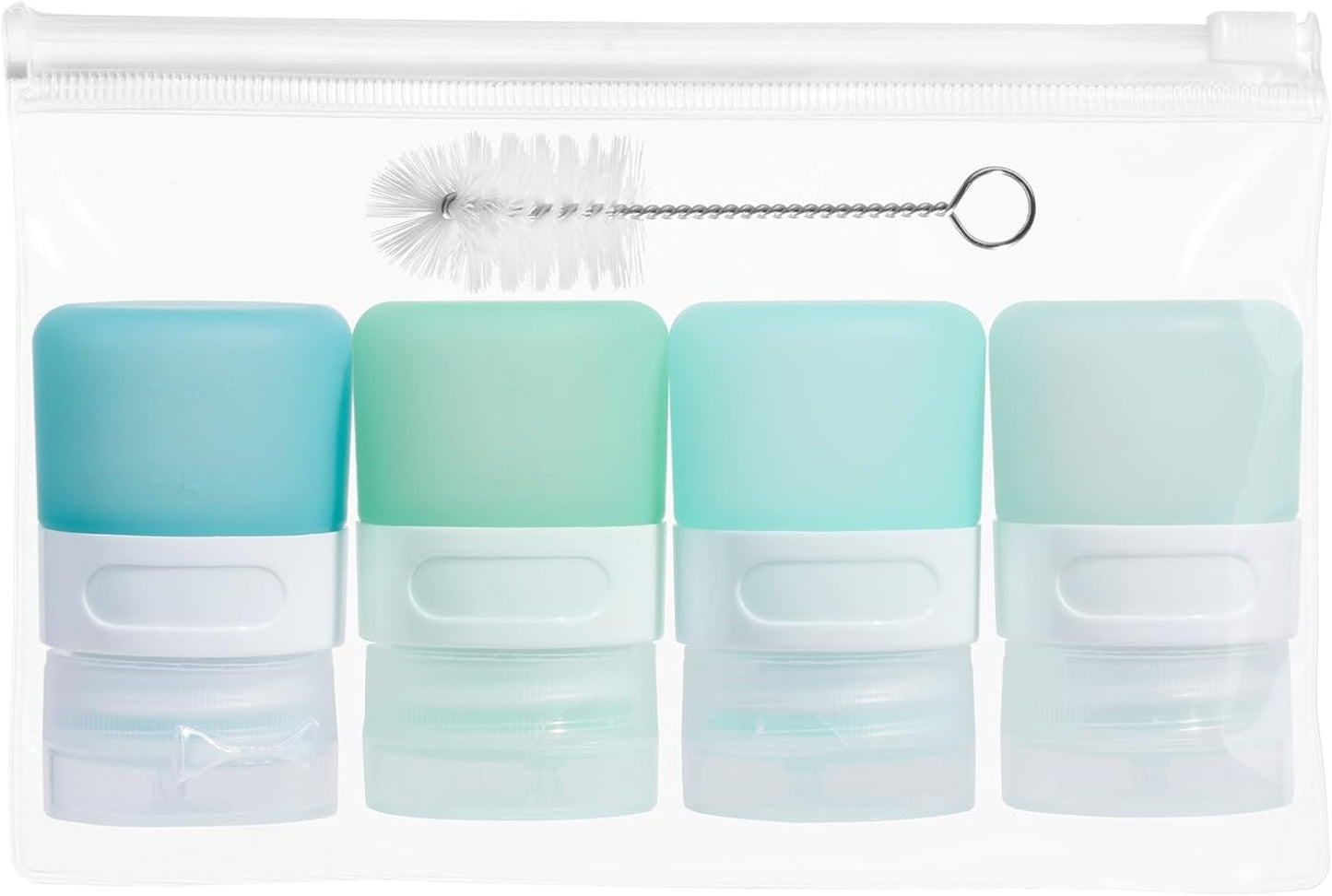 MICEBAY Condiment Squeeze Bottles for Sauces, 2-oz Mini Silicone Salad Dressing Container to Go with Reusable Sandwich Bag, Leakproof Ketchup Bottle for Bento Lunch Box, 4 Pack, Candies