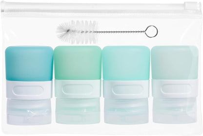MICEBAY Condiment Squeeze Bottles for Sauces, 2-oz Mini Silicone Salad Dressing Container to Go with Reusable Sandwich Bag, Leakproof Ketchup Bottle for Bento Lunch Box, 4 Pack, Candies