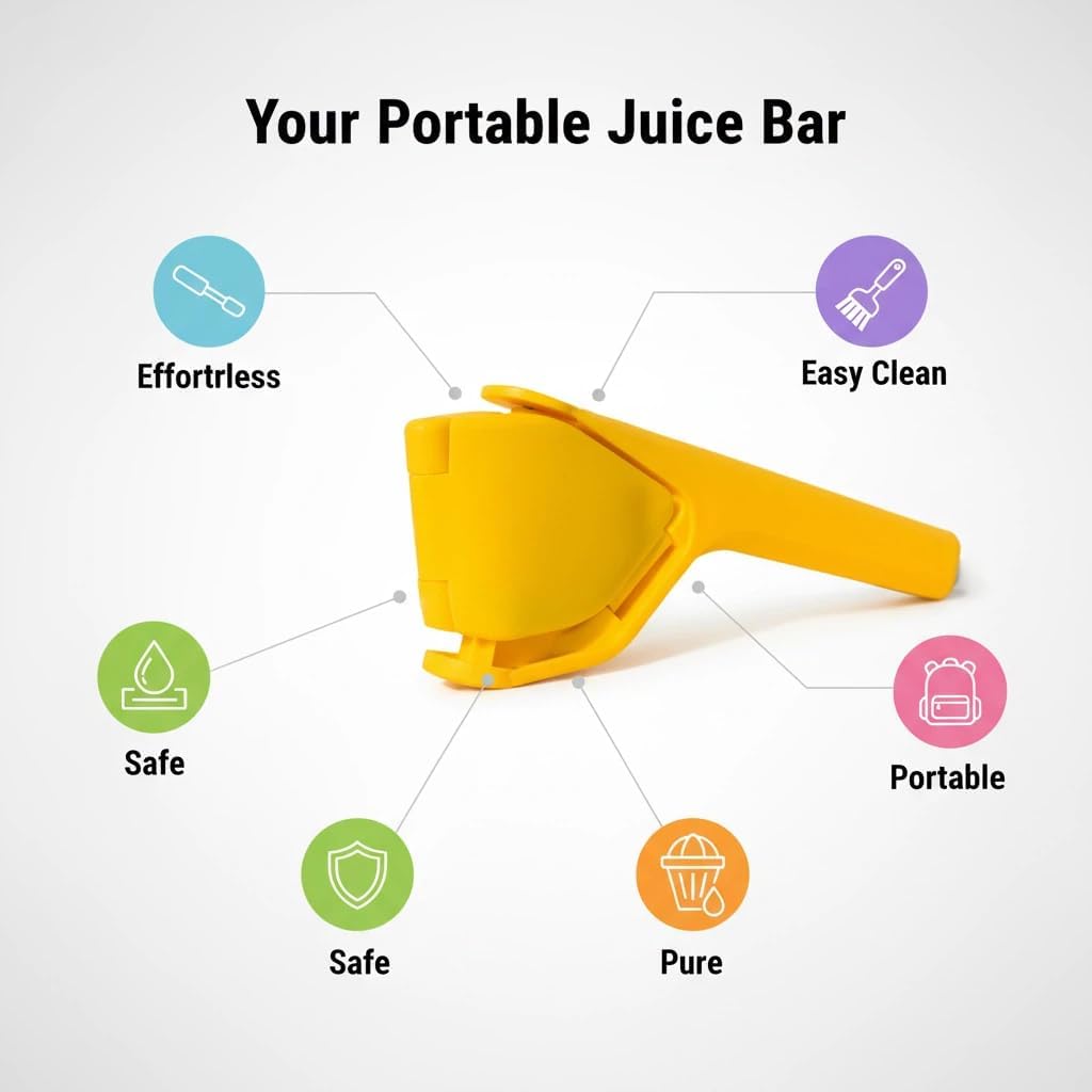 Lemon Squeezer Juicer Handheld, Max Juice Extraction Lemon Press Squeezer, Effortless Hand Citrus Squeezer With Built-In Strainer, Use For Lemon&Lime&Fruits&Orange&Cirtus Yellow