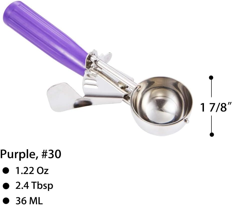 Portion Scoop - Disher, Cookie Scoop, Food Scoop - Portion Control - 18/8 Stainless Steel, Milk White Handle (#10 / 3oz)
