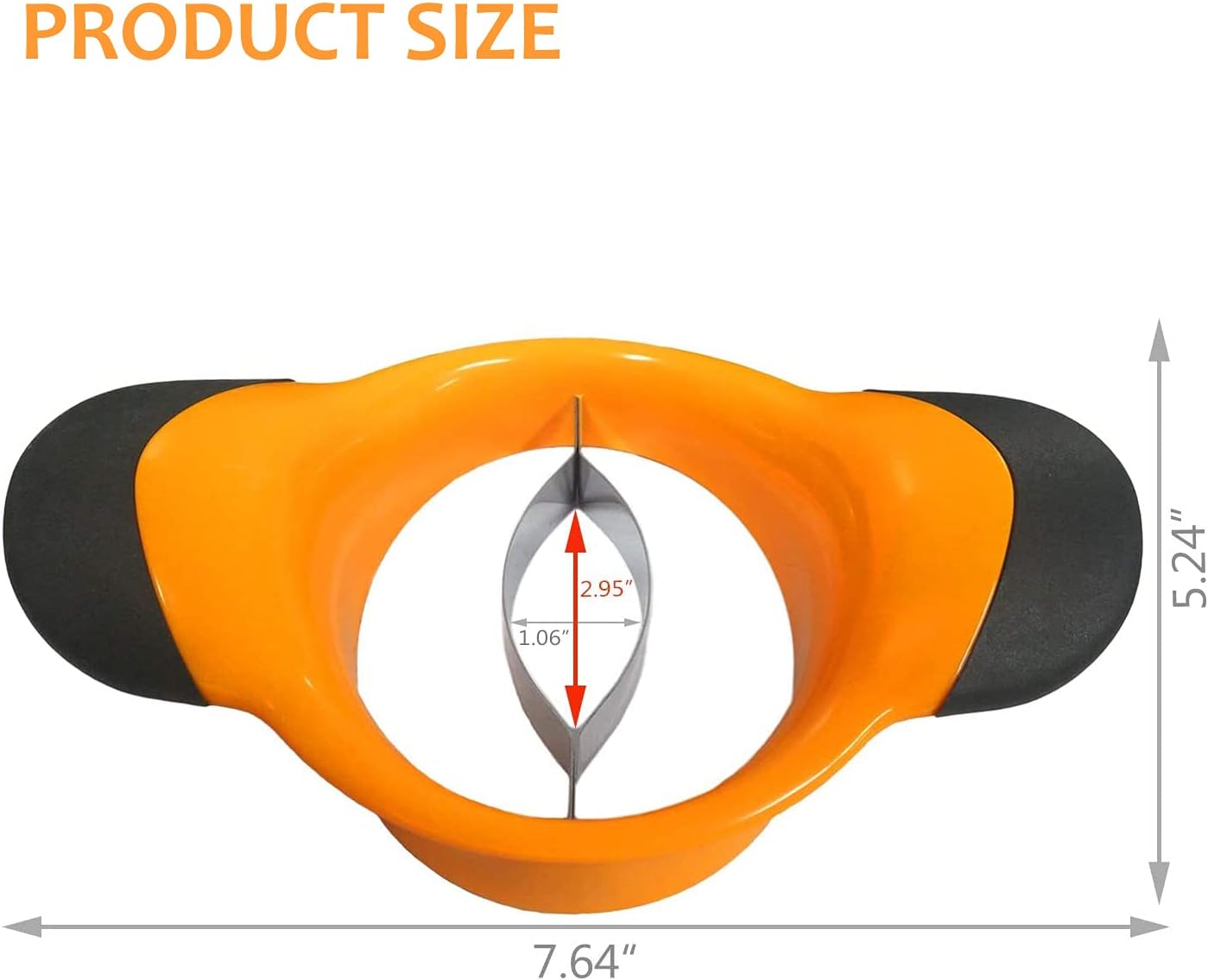 3-in-1 Mango Slicer/Peeler/Cutter/Splitter/Pitter with Stainless Steel Blade Pit Remover Tool Non Slip Handles Extra Large Mango Cutter Divider (Orange)