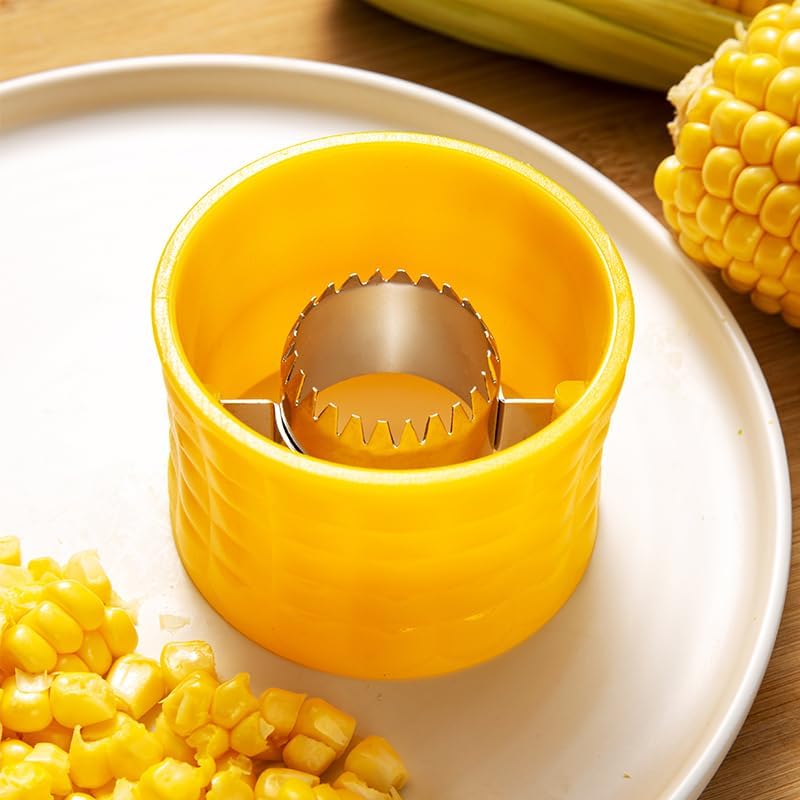 Premium Corn and Vegetable stripper and peeler with 8 Stainless Steel blades for Smooth, Safe, and Quick Corn Cutting, Easily Removes kernels from corn cob