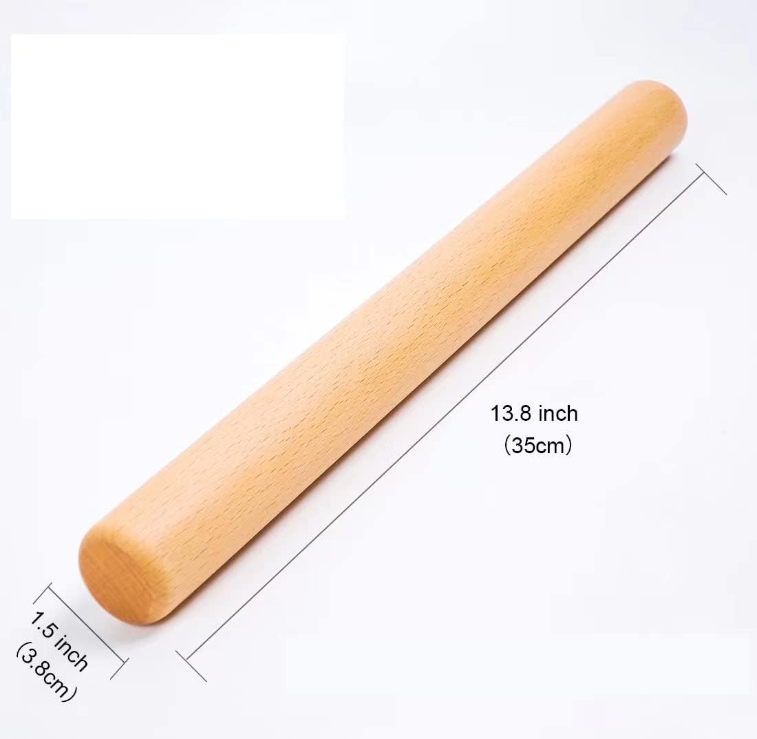 Classic French Rolling Pins Bamboo Wooden Rolling Pin for Baking Pizza Dough Pie Cookie, 13-Inch