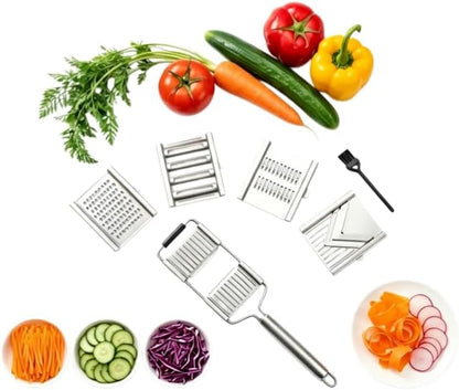 HongYuanShunDa-4-in-1 Vegetable Cutter with Cheese Grater, Stainless Steel Mandoline Slicer for Kitchen, Carrot Cucumber Cabbage Shredder, with Hook for Easy-Hang Storage
