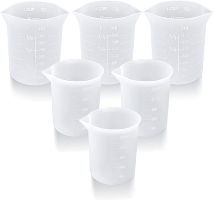 Palksky Silicone Chocolate Melting Cup Set with 4 Silicone Measuring Cups (250ml & 350ml) and 4PCS Heat-Resistant Jar Spatulas, Non-Stick Baking Tools for DIY Chocolate, Butter & Cream Mixing