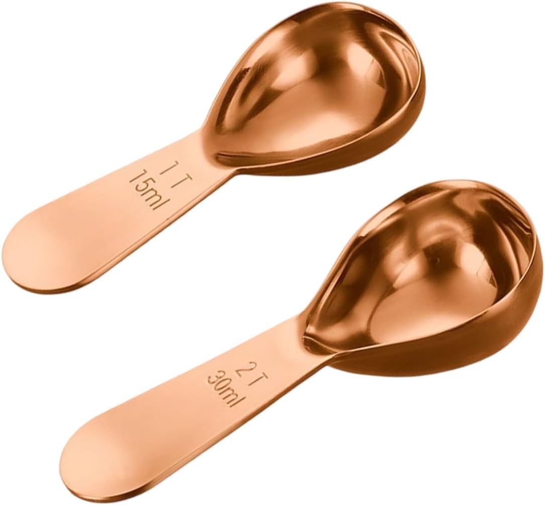 2Pcs Stainless Steel Coffee Scoop,1TBSP&2TBSP(15ML&30ML) Tablespoon Measuring spoon,Black