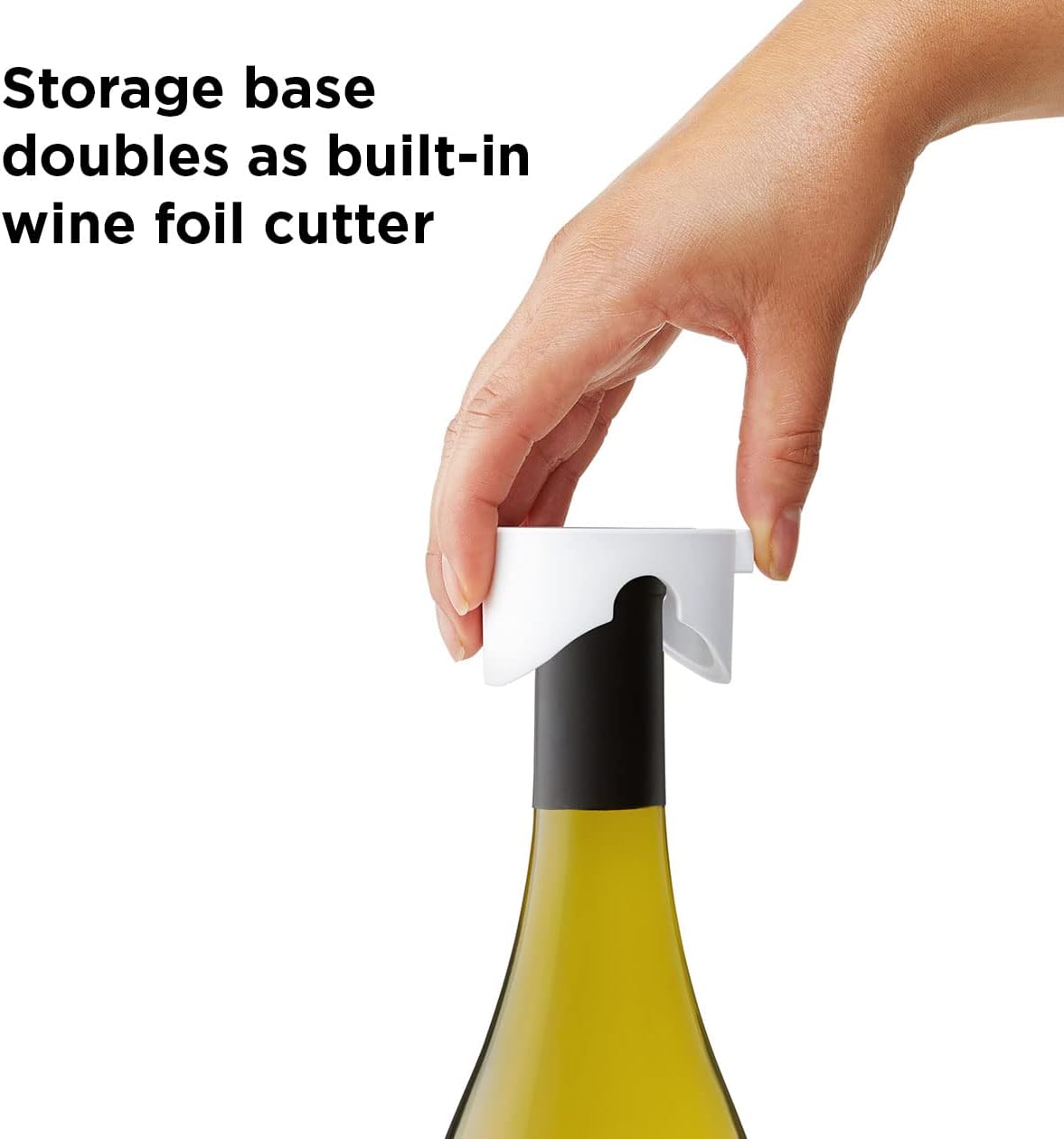 Rabbit Electric Corkscrew Wine Opener - Push Button Automatic Bottle Opener, Compact Design, Opens Bottles Quietly, Stores Vertically or Horizontally, Black