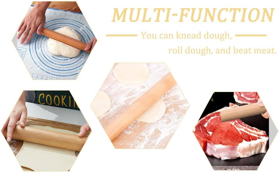 Professional Beech Wood Rolling Pin 29cm - Smooth Non-Stick Design, No Handle, Suitable for Baking Pizza/Pie/Cookies/Dumpling Wrappers/Pastry Dough.