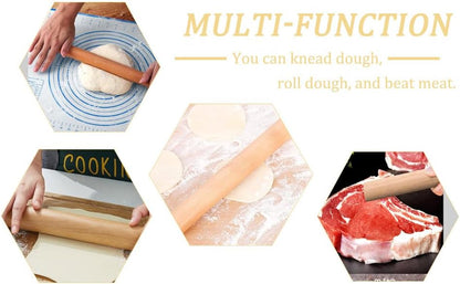 Professional Beech Wood Rolling Pin 29cm - Smooth Non-Stick Design, No Handle, Suitable for Baking Pizza/Pie/Cookies/Dumpling Wrappers/Pastry Dough.