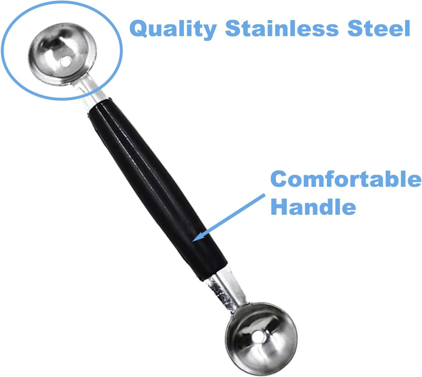 2 Pack Melon Baller Scoop,Stainless Steel Double Ended Headed Fruit Ice Cream Ball Spoon,DIY Fruit Platter Ball Tool Scooper for Watermelon/Ice Cream/Fruits/Meatball/Sorbet