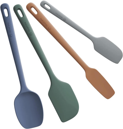 ChefAide 5 Pieces Silicone Spatula Set, Food Grade Rubber Spatula, Upgrade Strong Handle with Ergonomic Grip, Heat Resistant Up to 600°F for Nonstick Cookware, Cooking