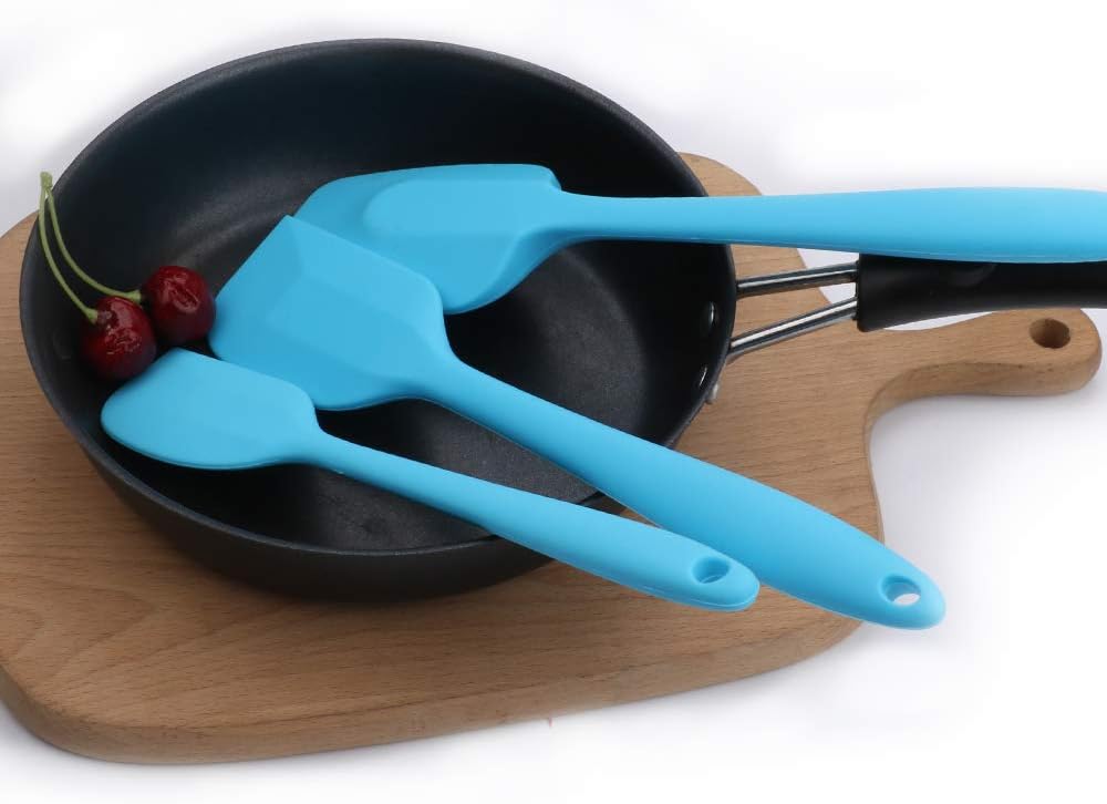 Silicone Spatulas Set of 6, Rubber Spoon Spatula Heat Resistant Spoonula One Piece Design Seamless Spatula Non-Stick Scrapers Baking Mixing Tool (Black)
