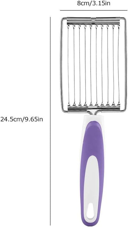 Tomato Cutter, Stainless Luncheon Meat Cutter Tomato Slicers Fruits Cutter Stainless Steel Meat Cutter with Handle for Tomato Ham Egg(Purple)