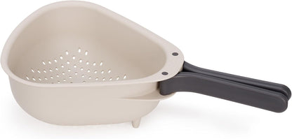 Joseph Joseph Droplet Compact Colander with Folding Handles, Space-Saving Design, Easy-Pour Corners, for Draining Vegetables, Pasta, Fruits