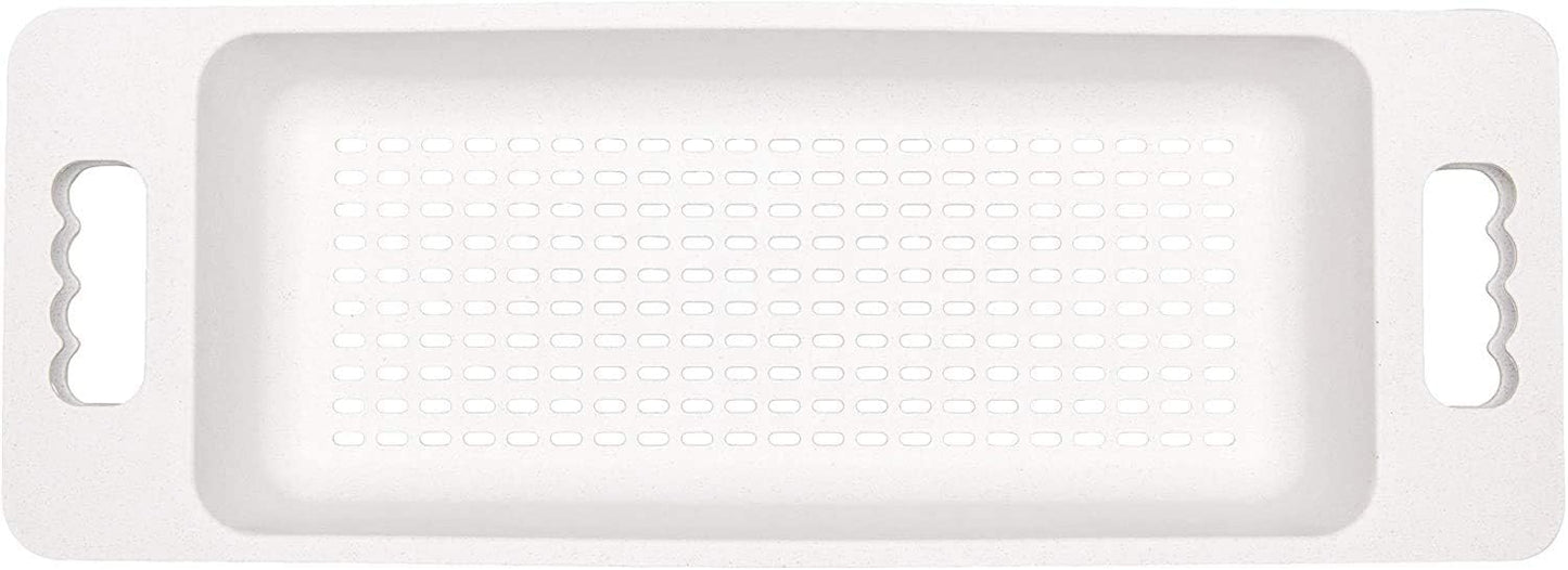 Zuhnë Reeva Sink Colander Strainer Set of 2, Food Grade Wheat Fiber Composite, BPA and Formaldehyde Free, Stackable Soak Rinse Bins, Non Slip Texture, Light Grey, Fits 15 to 17 in Sink Bowls