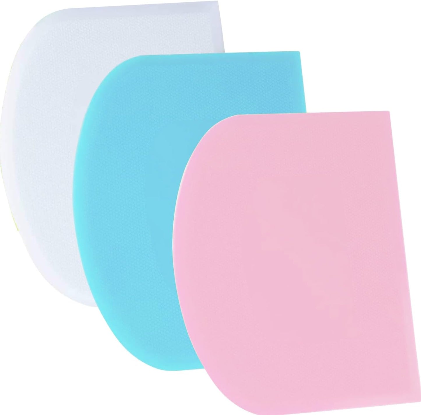 SURDOCA Dough Scraper Bench Scraper - 3P 4.7x3.7" Plastic Flexible Bowl Scraper, Sharp Edge & Angles Cake Scraper. Non-Slip Bakeware Decorating Tools Sculpting & Modeling Tools - Pure White - Colors A