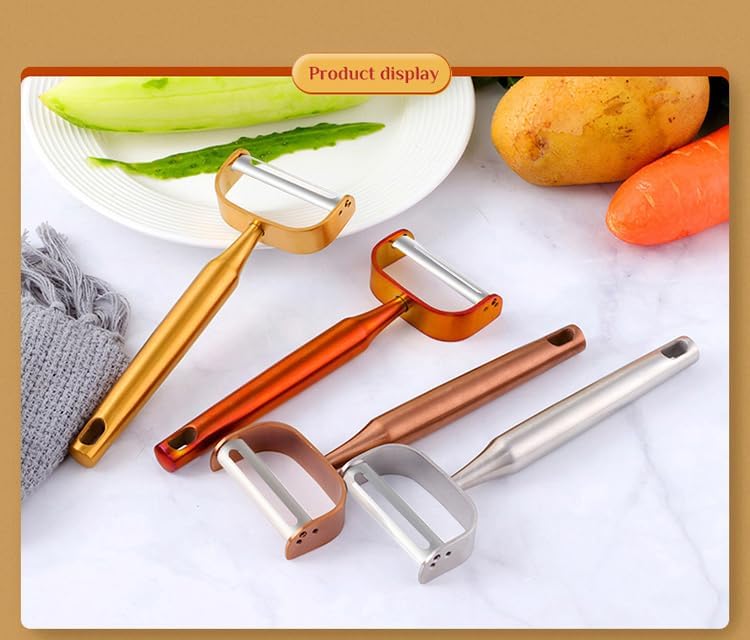 Stainless Steel Vegetable Peeler Gold 2 Pieces, with Potato Eye Remover & Swiveling Twin Blades, Y Shaped Titan Potato Peeler for Fruit & Veggie, Dishwasher Safe