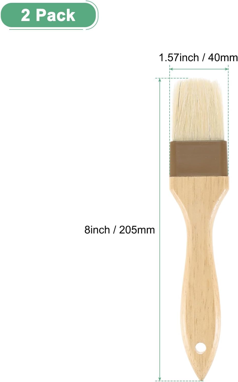 M METERXITY 2-Pack Pastry Brush, Wooden Handle Natural Bristle Basting BBQ Oil Brush for Cooking/Barbecue/Kitchen [3"]