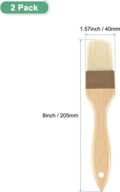 M METERXITY 2-Pack Pastry Brush, Wooden Handle Natural Bristle Basting BBQ Oil Brush for Cooking/Barbecue/Kitchen [3"]