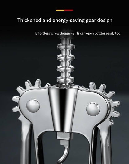 Wine Opener Wing Corkscrew - Ergonomic Stainless Steel Lever, Built - in Bottle Opener, Durable Wine Key for Home Bar Use(1Pack)