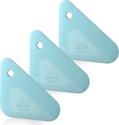 Food Scraper, 2-in-1 Pot and Pan Dish Scraper, Nylon and Silicone, Kitchen Scraper Tools for Cast Iron Skillets, Cookware, Dishes, Pans and Pots, Heat Resistant, Set of 3 - Blue