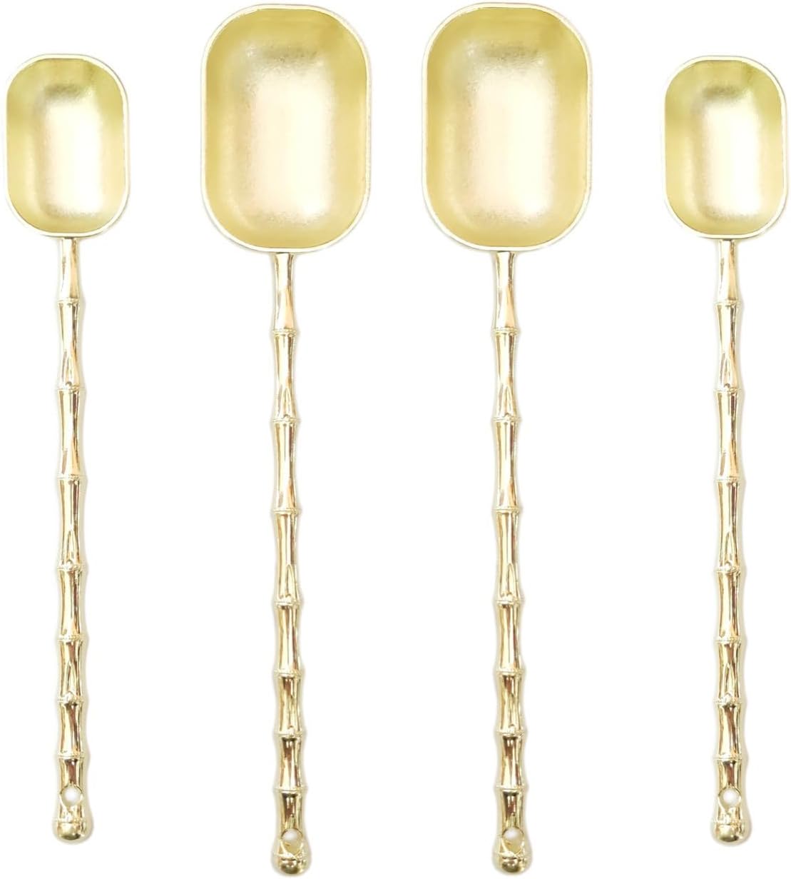 Measuring Spoons with Long Handle, Coffee Scoop, Tablespoon and Teaspoon Scoops Set of 2, Gold Art Style Metal