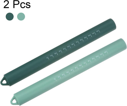 HARFINGTON Silicone Rolling Pin 10" Silicone Surface Non-Stick Stainless Steel Inner Core Dough Roller Kitchen Roller for Baking Pastry Pizza Fondant Bread, Green