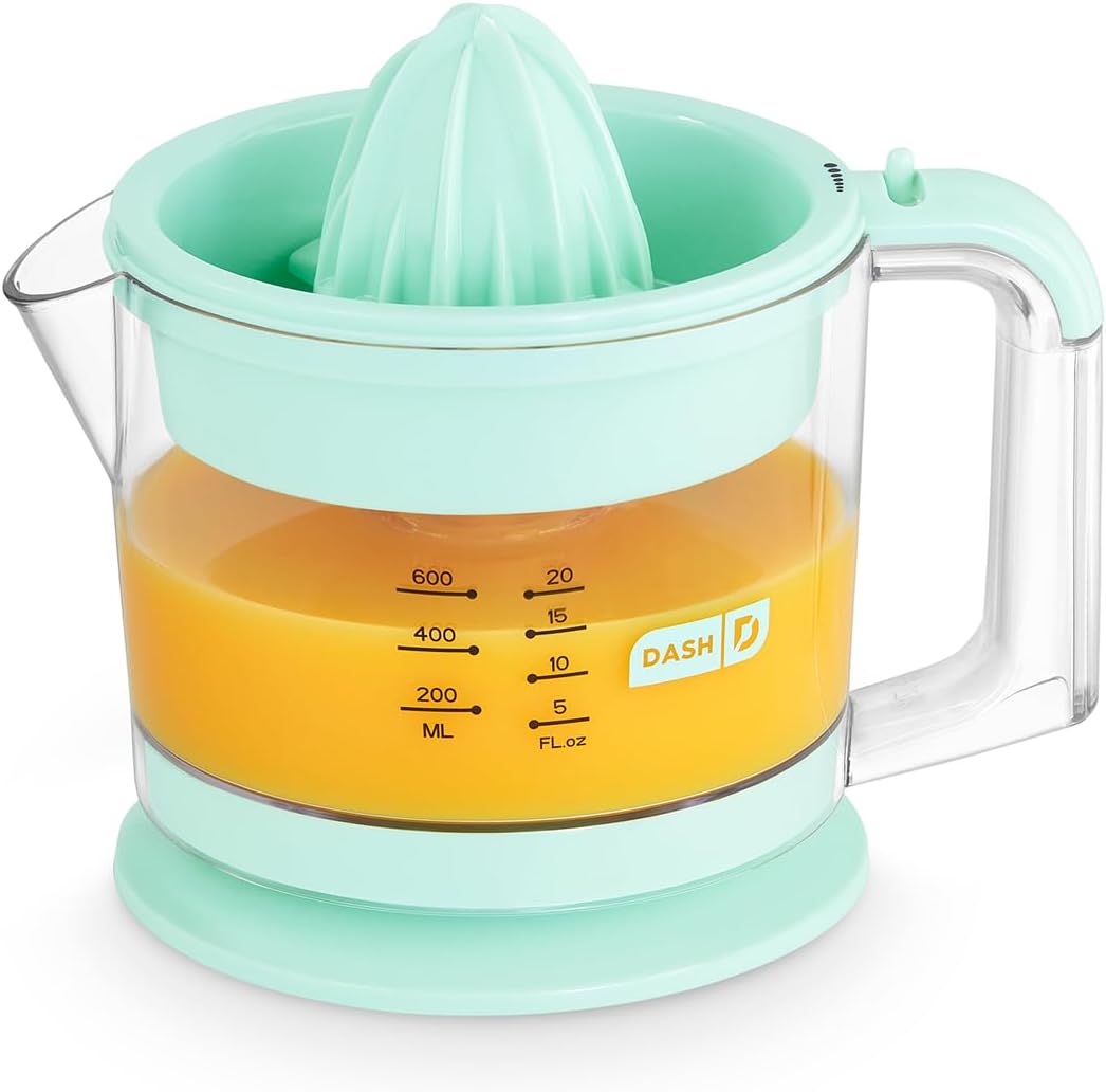 Dash Dual Electric Citrus Juicer Machine - Orange Juicer and Lemon Squeezer with Auto-Reversing Reamer, Adjustable Pulp Control, Mess-Free Spout, 20 oz Juice Container-Lime Squeezer for Home-White