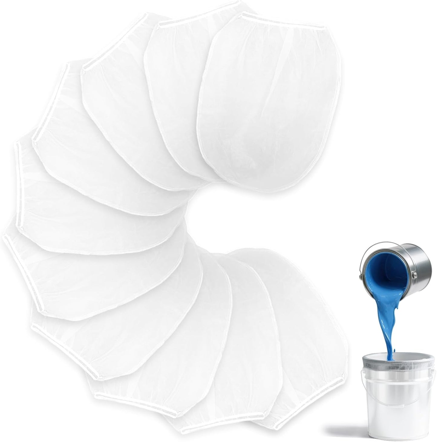 10 PCS Paint Filter Bags, 5 Gallon White Fine Mesh Strainer Bags, Elastic Top Opening Mesh Bag for Paint, Gardening & Hydroponics