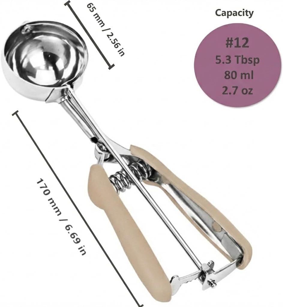 Ice Cream Scoop, 18/8 Stainless Steel Cookie Scoop, Cookie Scoops for Baking, 2 Tbsp/ 30 ml/ 1 oz Cookie Dough Scoop, Ice Cream Scooper with Trigger Release, Cookie Scooper for Baking