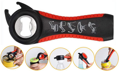 2 pack 5-in-1 Multi Function Plastic Grip Bottle Opener- Easily Opens Twist Caps, Bottle Caps, Canning Lids and Can Tabs (White)