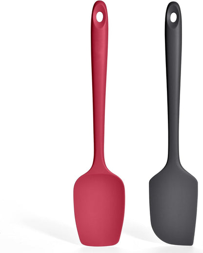 2 Pieces Silicone Spatula Set: Ironberry 600ºF Heat Resistant Food Grade Cooking & Baking Utensils, Kitchen Flexible Nonstick Rubber Scraper for Scraping, Mixing, Scrambling, Flipping (Black)