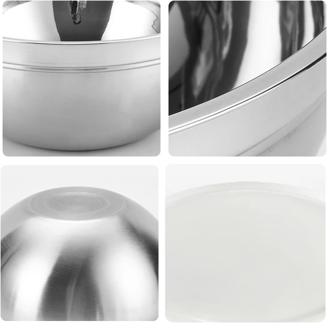 Mixing Bowls, 5Pcs Stainless Steel Mixing Bowl Set, Utensils for the Kitchen, Multifunctional, Stackable, Dishwasher Safe, 3.75L / 3.25L / 2.5L / 2L / 1.3L (With lid)