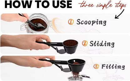2PCS 2 in 1 Measuring Scoop with Funnel for Reusable K Cup CoffeecPods, Spill Proof Filling Funnel For Ground Coffee, Protein Powder,Suppliments, Refillable Pods Tea, Coffee Scoop 2 Teaspoon