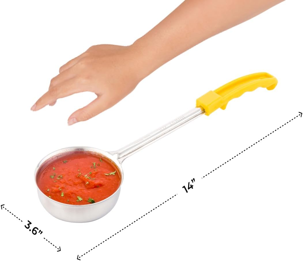 Restaurantware Met Lux 6 Ounce Portion Ladle 1 With Black Handle Portion Serving Spoon - Does Not Corrode Dishwashable Stainless Steel Portion Control Serving Utensil Multipurpose