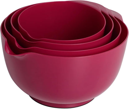 BoxedHome Green Ombre Nesting Plastic Mixing Bowl Set With Pour Spout, Microwave and Dishwasher Safe, BPA free Non-Slip Base, Set of 4 Size 1.7, 2.5, 3.5 and 4.5qt, Great for Prepping, Baking, Cooking