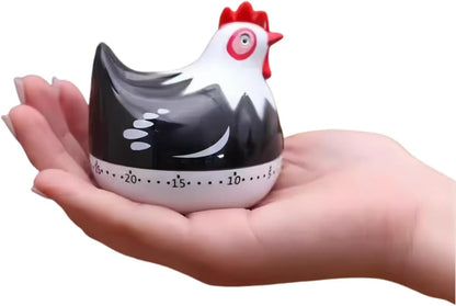Cute Chicken-Shaped Kitchen Timer – 60-Minute Mechanical Timer for Cooking, Baking, and Meal Prep (Black)