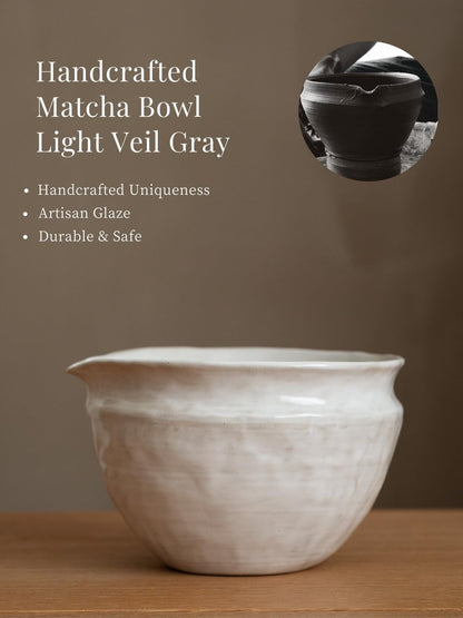 6-pcs Japanese Matcha Whisk Set with Handmade Wabi-Sabi Ceramic Bowl(Chawan),Bamboo Chasen, Whisk Holder, Scoop, Sifter & Tea Towel,Matcha Ceremony Kit,(Sandstone Reactive Glaze)