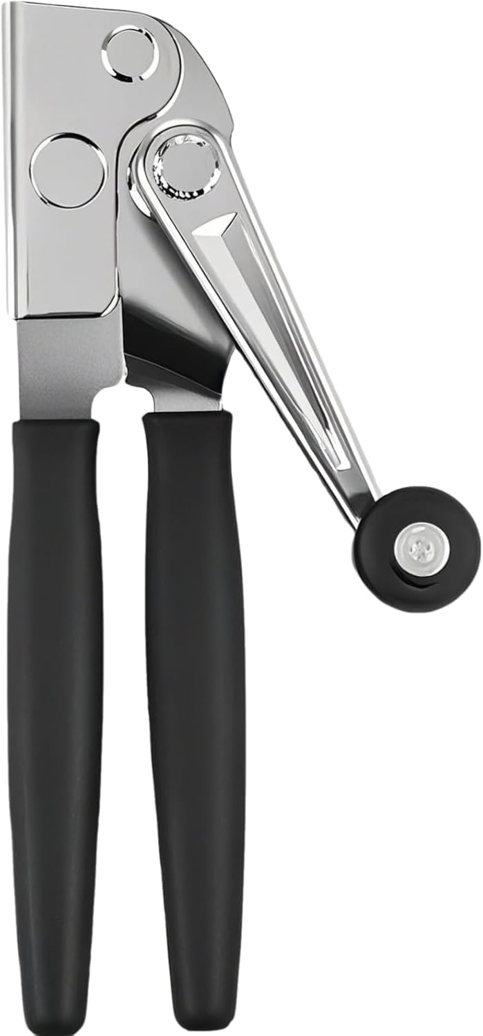 Commercial Crank Can Openers Manual, Heavy-Duty Can Opener—Ergonomic Design, Black