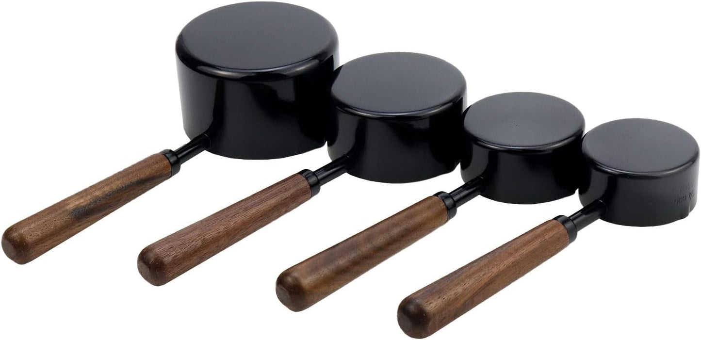 1pcs 1/3 Cup Measuring Cup with Wooden Handle Stainless Steel Measuring Scoop 80ml Measuring Spoon Black 1/3 Measuring Cups for Baking Cooking Wet and Dry Ingredients (80ml)