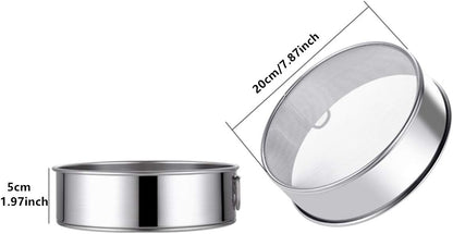 Flour Sifter Round Flour Sieve Strainer with 40 Mesh Premium Rustproof Stainless Steel Fine Mesh for Baking 7.87 inch x 1.97 inch