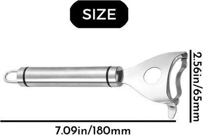 2Pcs Stainless Steel Corn Peeler & Kernel Remover Tool - 3-in-1 Corn Cob Stripper for Corn on the Cob, Pepper Seed Corer & Vegetable Slicer - Multi-Function Kitchen Gadget with Non-Slip Grip (Silver)