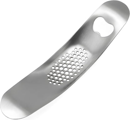 Garlic Press, Stainless Steel Garlic Mincer with Bottle Opener - Garlic Rocker Mincer Press Dishwasher Safe Compact & Durable Tool for Home Cooking