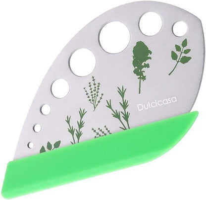Dulcicasa Herb Stripper 9 Holes, Pack of 2, Stainless Steel Herb Cutter with Safety Cover for Kale, Chard, Collard Greens, Thyme, Basil, Rosemary, Kitchen Herbs Stripper Tool (2pcs)