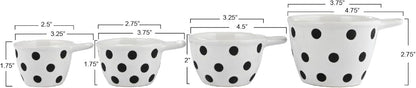 Creative Co-Op Ceramic Measuring Cup, Set of 4, Black and White