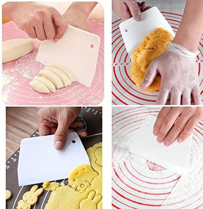 Set of 3 Cake Scrapers and Smoother Tools for Cake Decorating, Dough & Bowl Scrapers Plastic Icing Smoothers Dough Cutters Bench Scrapers（T Shape）