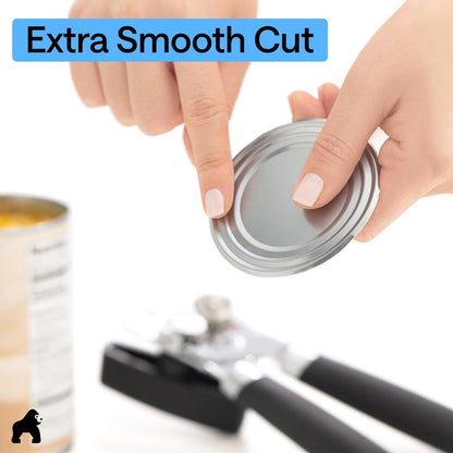 GORILLA GRIP Heavy Duty Stainless Steel Smooth Edge Manual Can Opener and Bottle Openers, US Designed, Soft Comfortable Handle, Oversized Handheld Turn Knob, Multifunctional Kitchen Tool, Black