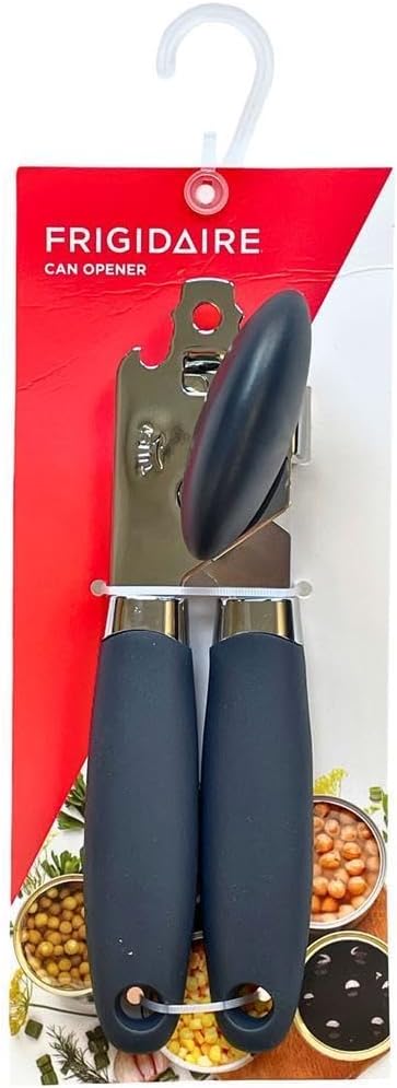Frigidaire Stainless Steel Manual Can Opener with Soft Touch Handle, Oversized Handheld Easy Turn Knob (NAVY)
