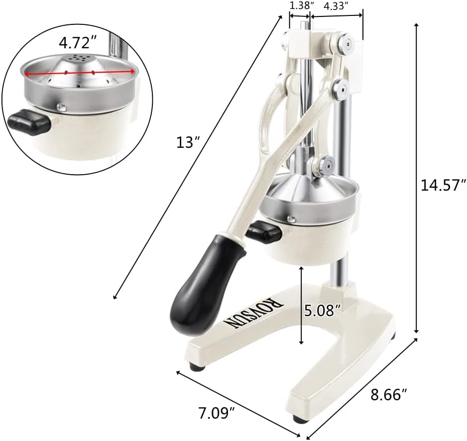 ROVSUN Commercial Grade Citrus Juicer Hand Press Manual Fruit Juicer Juice Squeezer Citrus Orange Lemon Pomegranate (White)